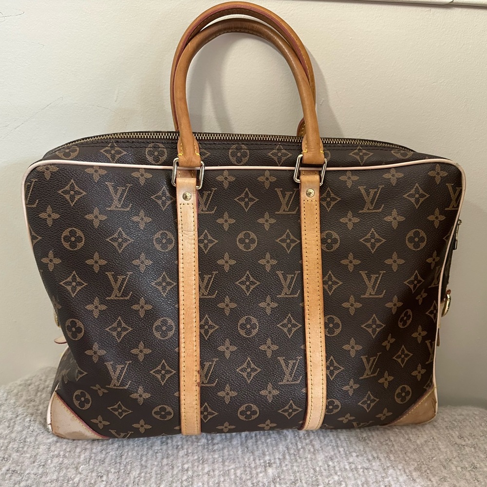 Vintage Louis Vuitton Laptop Monogram bag 
Signature Coated Canvas Brown leather